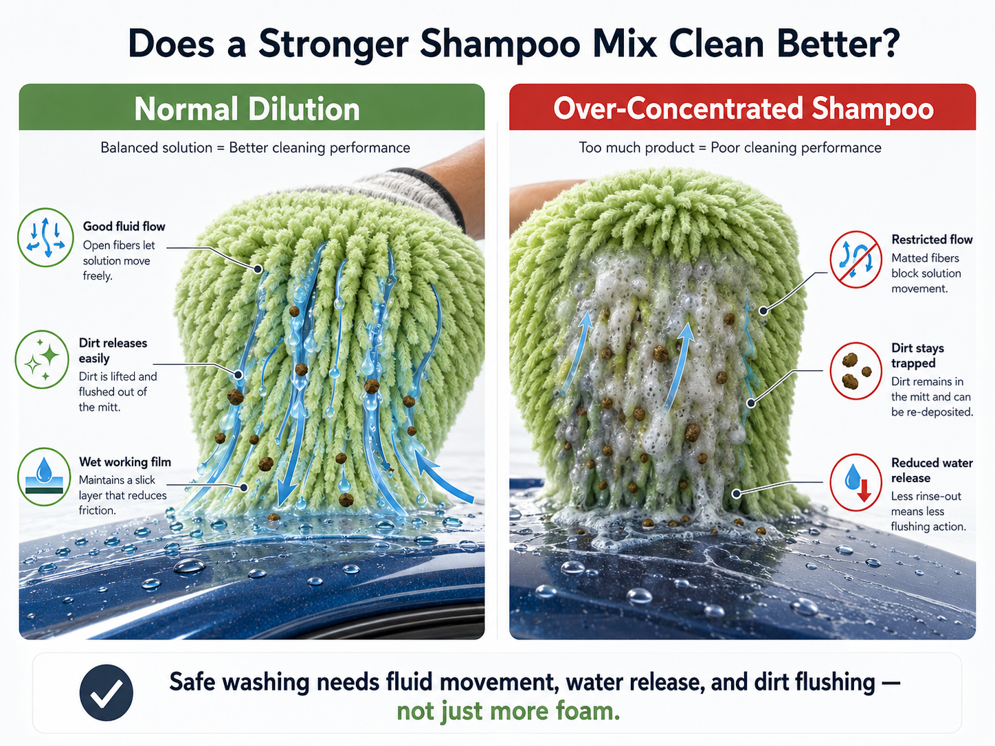 Over-concentrated neutral car shampoo reducing wash mitt flushing and dirt release