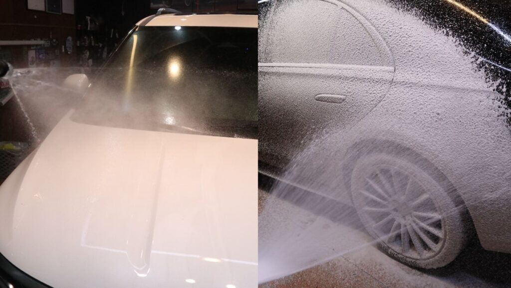 Comparison of liquid alkaline cleaner spray for localized contamination and foam for widespread vehicle contamination