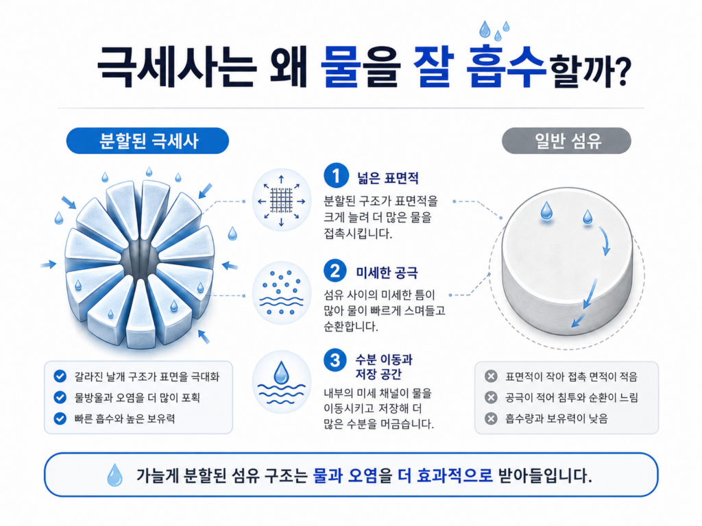 극세사 타월의 원사 구조